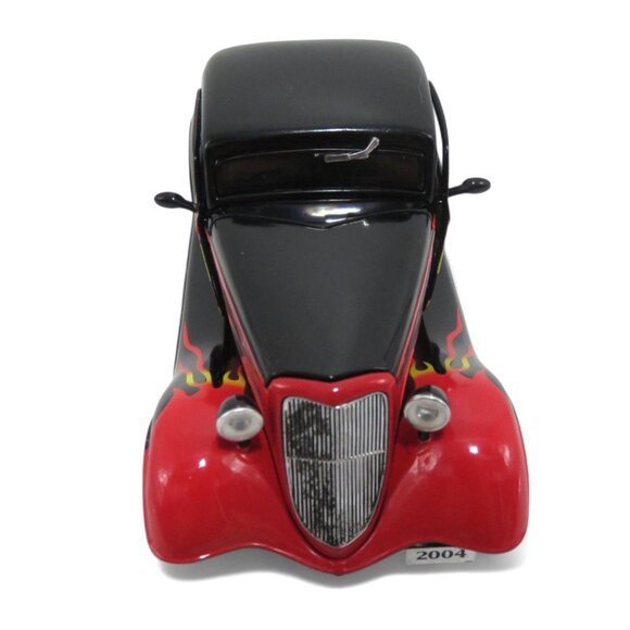 Vintage 1934 FORD 3-Window Coupe Street Rod DIECAST Black and Red Flames Boxed - Picture 2 of 13
